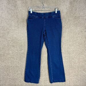 Pure J Jill Ankle Pants Womens XS Blue Indigo Bootcut Stretch Pull On Knit Jeans